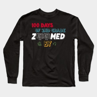 100 Days of School Virtual Learning Zoomed By Second Grade Long Sleeve T-Shirt